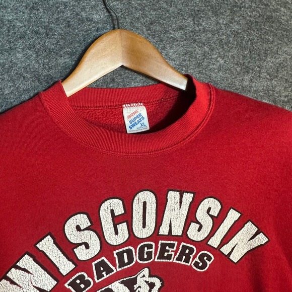 Vintage Wisconsin Badgers Rose Bowl Crewneck Sweatshirt XL Red 90s Football - Picture 6 of 14
